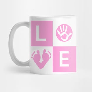 Baby boy baby hand and feet prints arrival card Mug